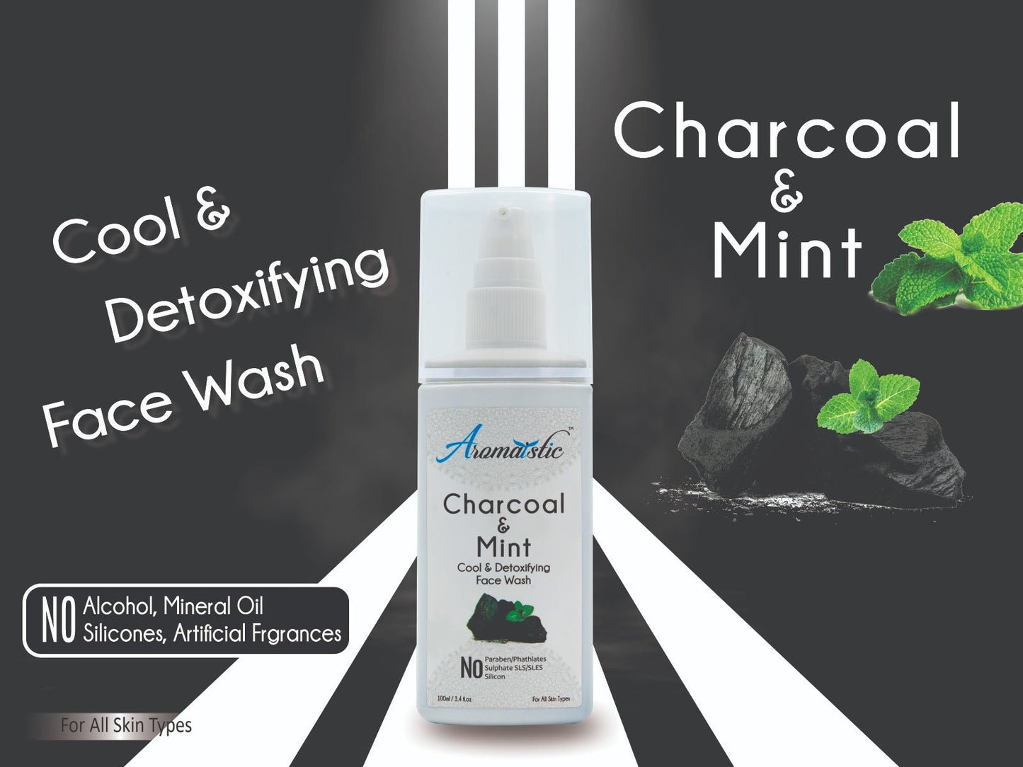 Pore Clensing Facewash Aromaistic Charcoal & Mint Face Wash SMD EssentialsAROMAFWCM0100Aromaistic Face wash Aromaistic