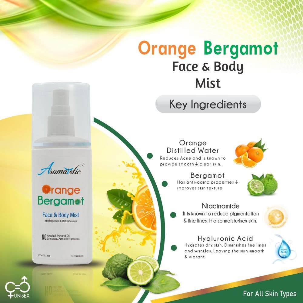 Pore Clensing Facewash Aromaistic Orange Bergamot Face & Body Mist SMD EssentialsAROMAMIOB0100AromaisticMist, Serum, Toner