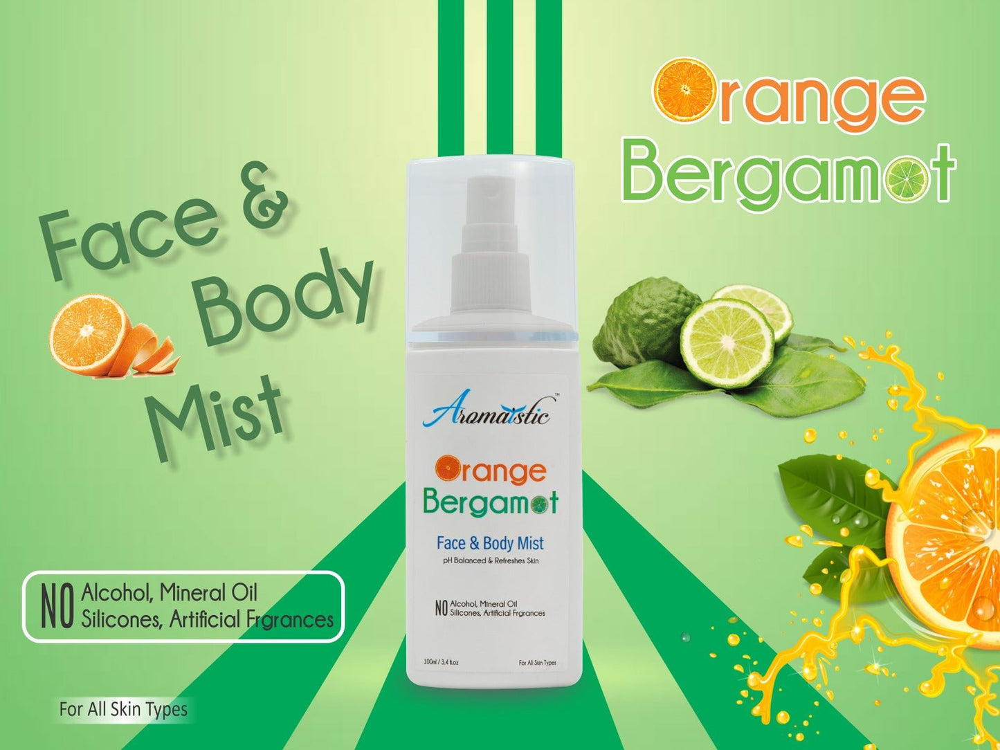 Pore Clensing Facewash Aromaistic Orange Bergamot Face & Body Mist SMD EssentialsAROMAMIOB0100AromaisticMist, Serum, Toner