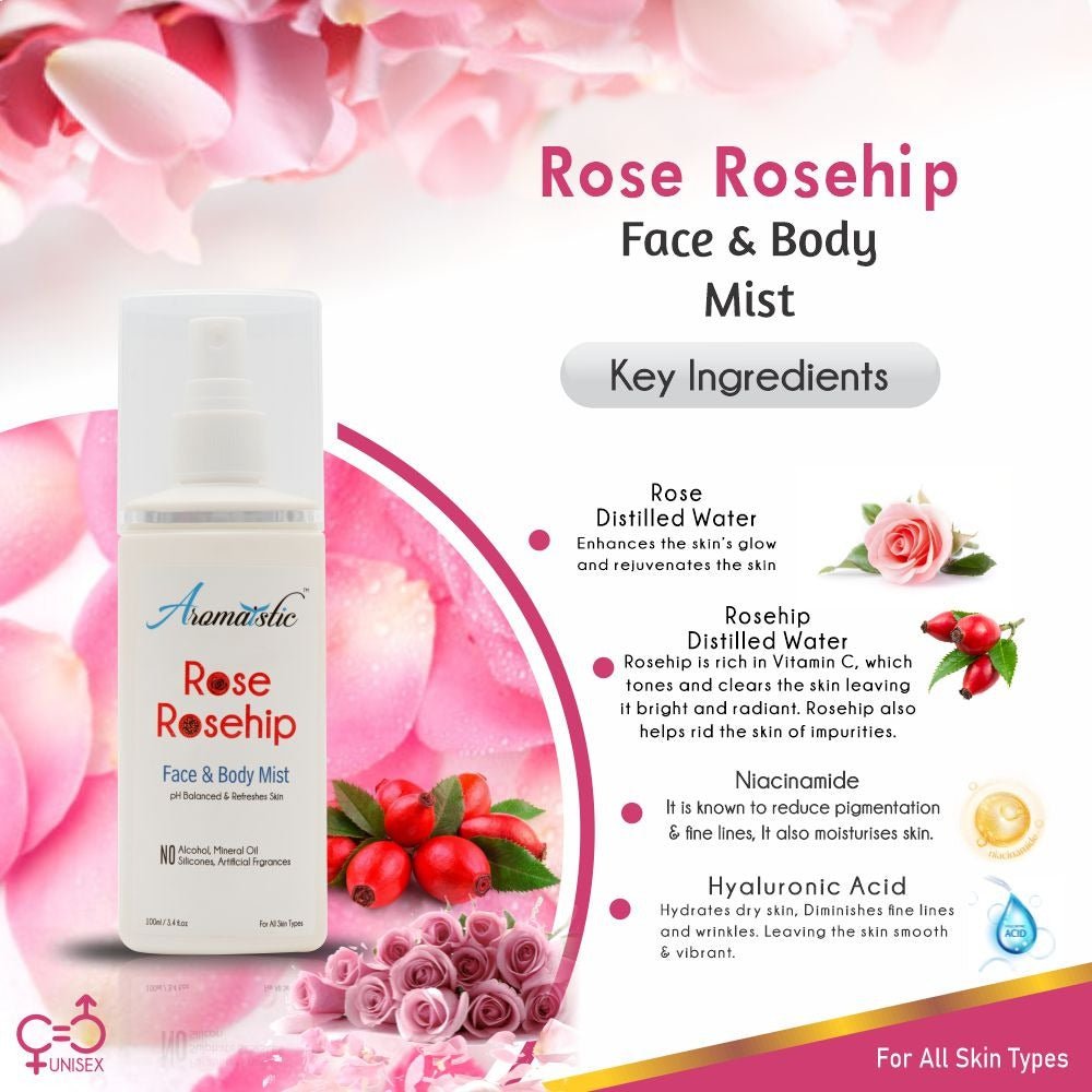 Pore Clensing Facewash romaistic Rose & Rosehip Face & Body Mist SMD EssentialsAROMAMIRR0100AromaisticMist, Serum, Toner,
